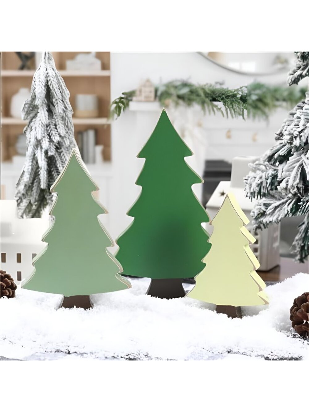 Christmas Decorations-3PCS Wooden Christmas Tree Sign-Rustic Centerpiece